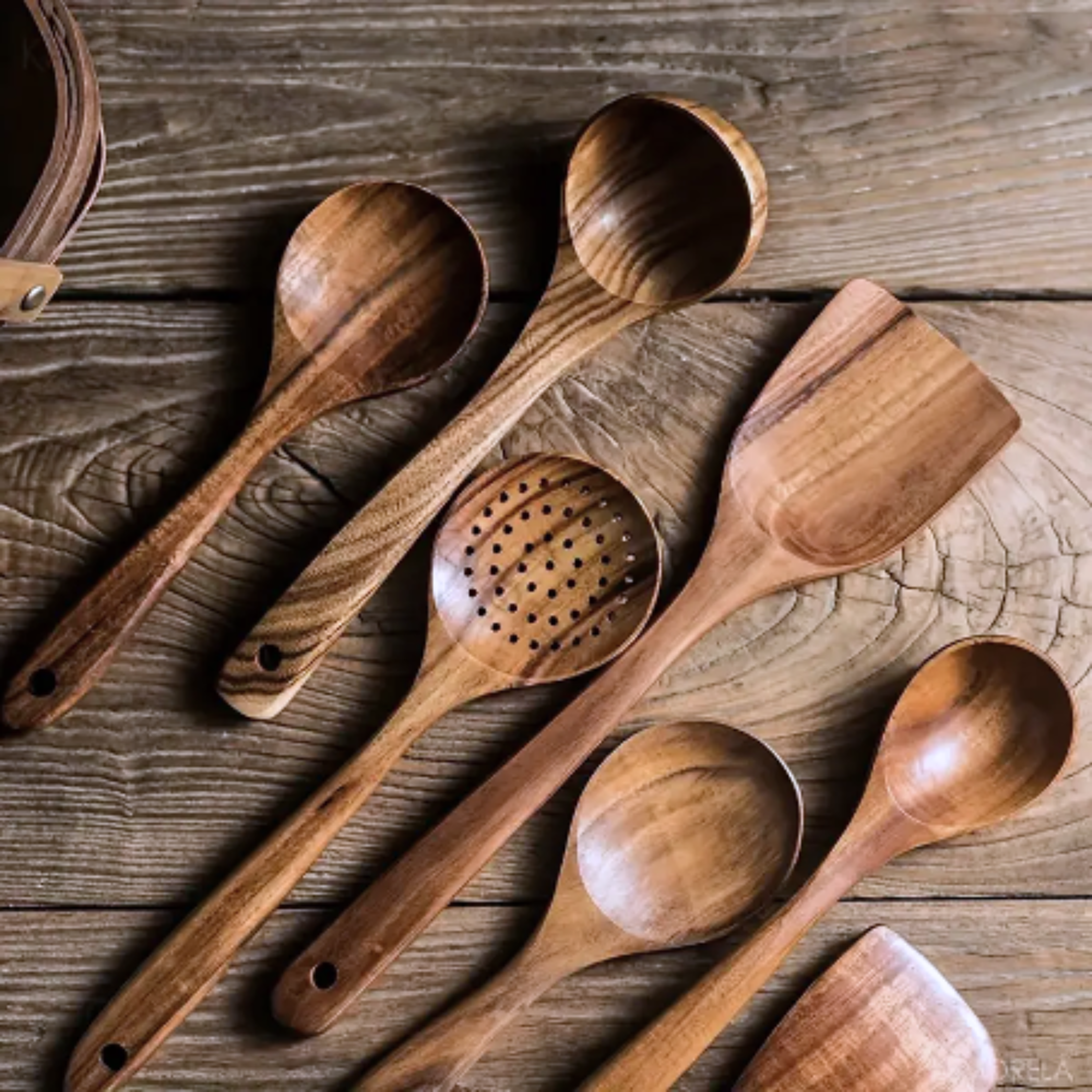 Premium Wood Kitchen Utensil Set