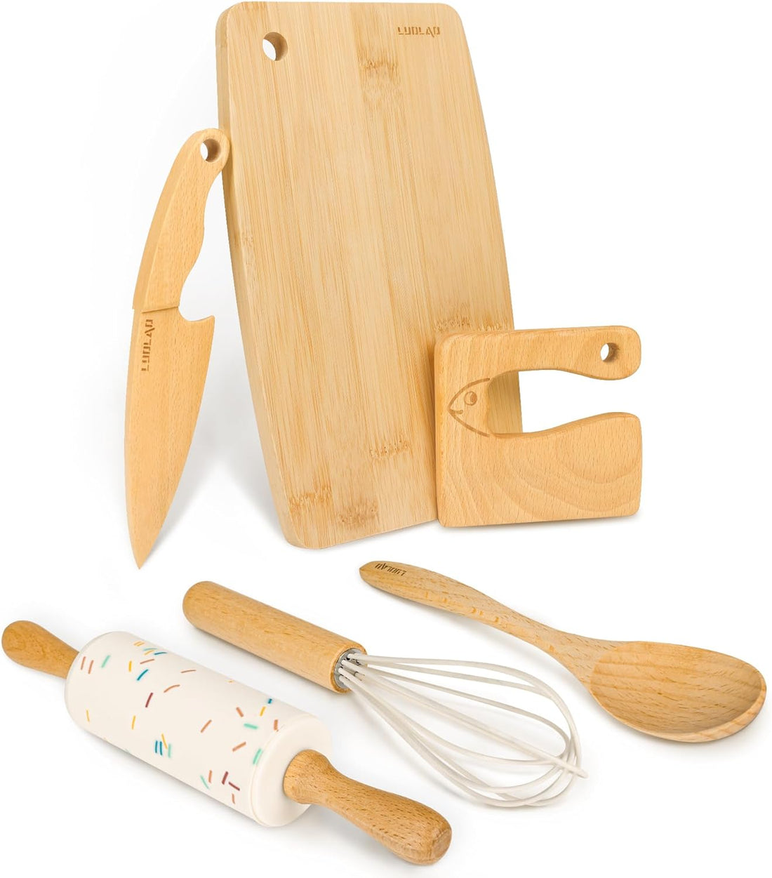 Kids Wooden Play Kitchen Baker Set with Cooking Tools - Fesara