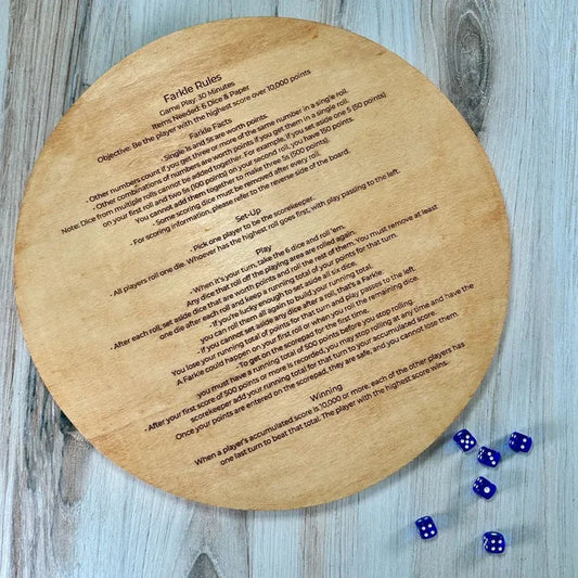 Natural Wood Farkle Dice Set with Scoreboard Tray - Fesara