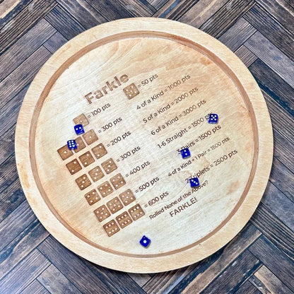 Natural Wood Farkle Dice Set with Scoreboard Tray