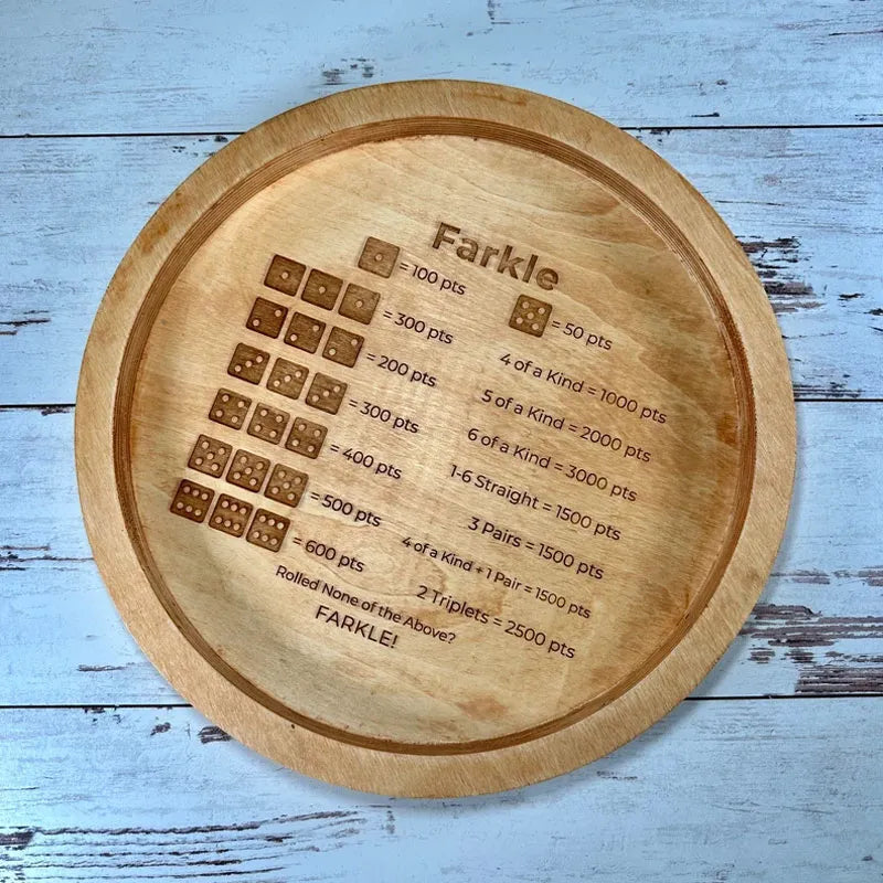 Natural Wood Farkle Dice Set with Scoreboard Tray