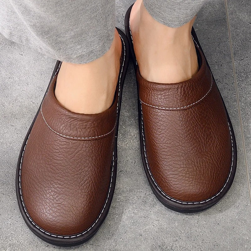 HugoLux | Comfy Elegant Vegan Leather House Slippers for Men and Women 1