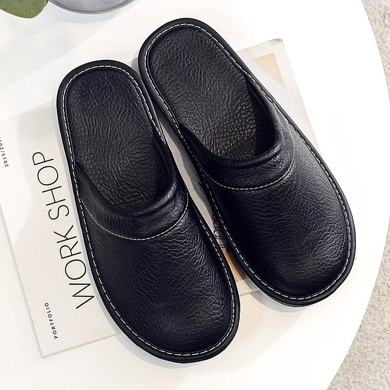 HugoLux | Comfy Elegant Vegan Leather House Slippers for Men and Women 10