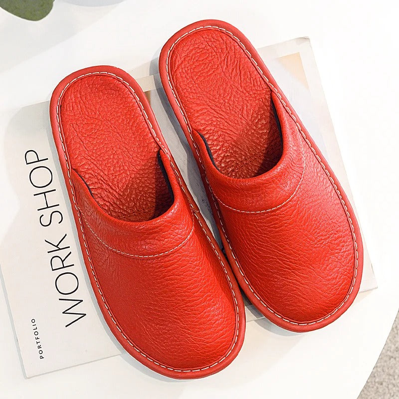 HugoLux | Comfy Elegant Vegan Leather House Slippers for Men and Women 12