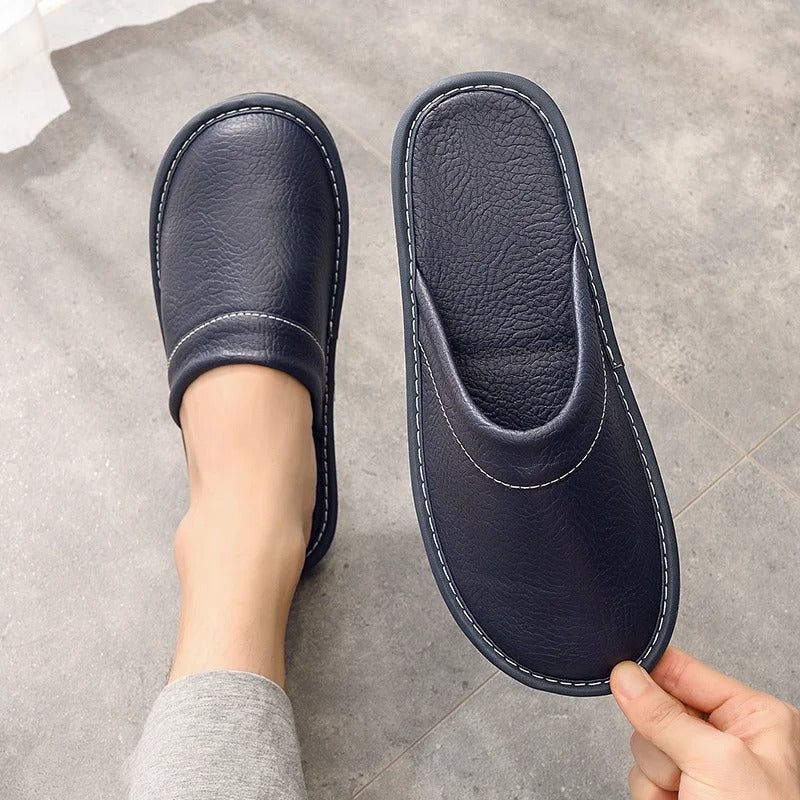 HugoLux | Comfy Elegant Vegan Leather House Slippers for Men and Women 7
