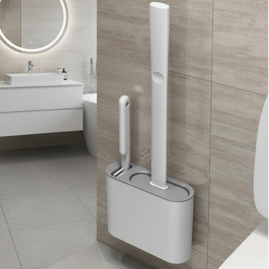 Compact Soft Toilet Brush with Adhesive Wall Holder - Fesara