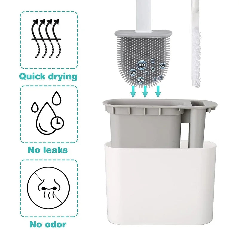 HygieneFlex | Ergonomic Silicone Toilet Brush with Wall Mounted Holder 2