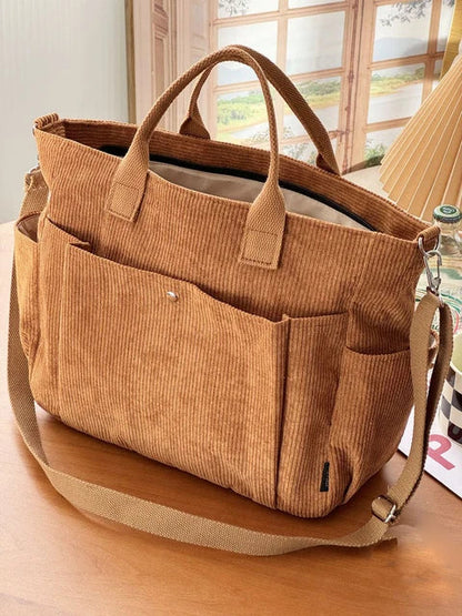 Soft Tan Cotton Tote Bag with Adjustable Shoulder Strap