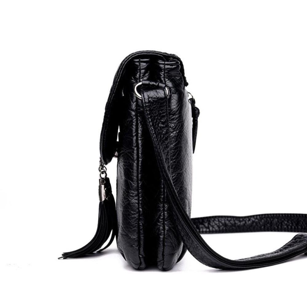 Chic Real Leather Tassel Crossbody Bag