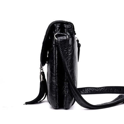 Chic Real Leather Tassel Crossbody Bag