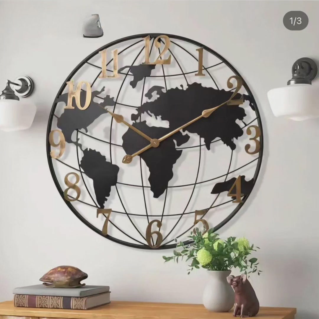 Big 60cm Global Map Wall Clock - Fesara