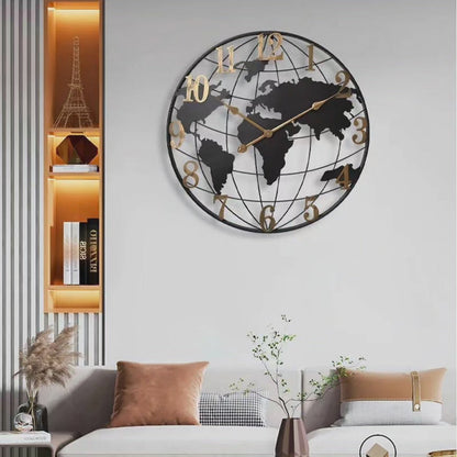 Big 60cm Globe Wall Clock - Stylish Home Decoration