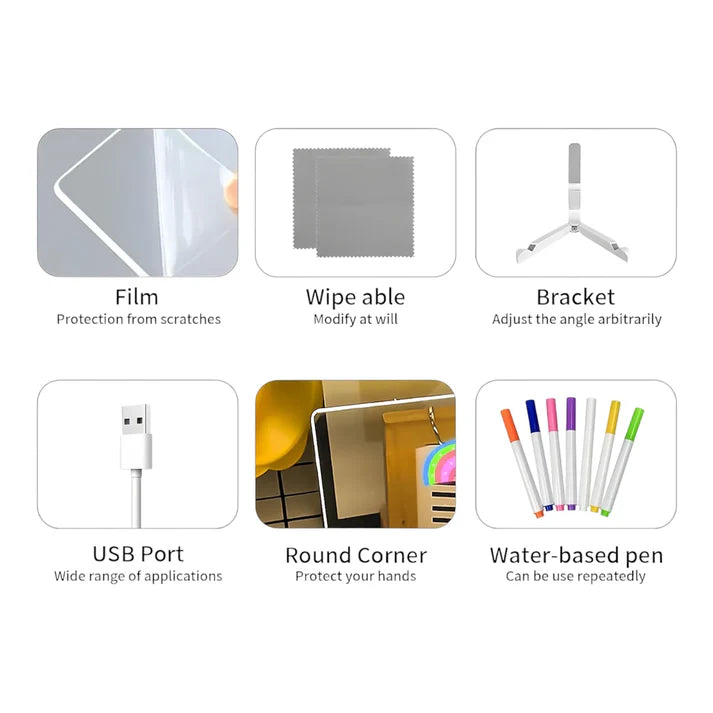 Colorful LED Display Board - Reusable Light Up Sign