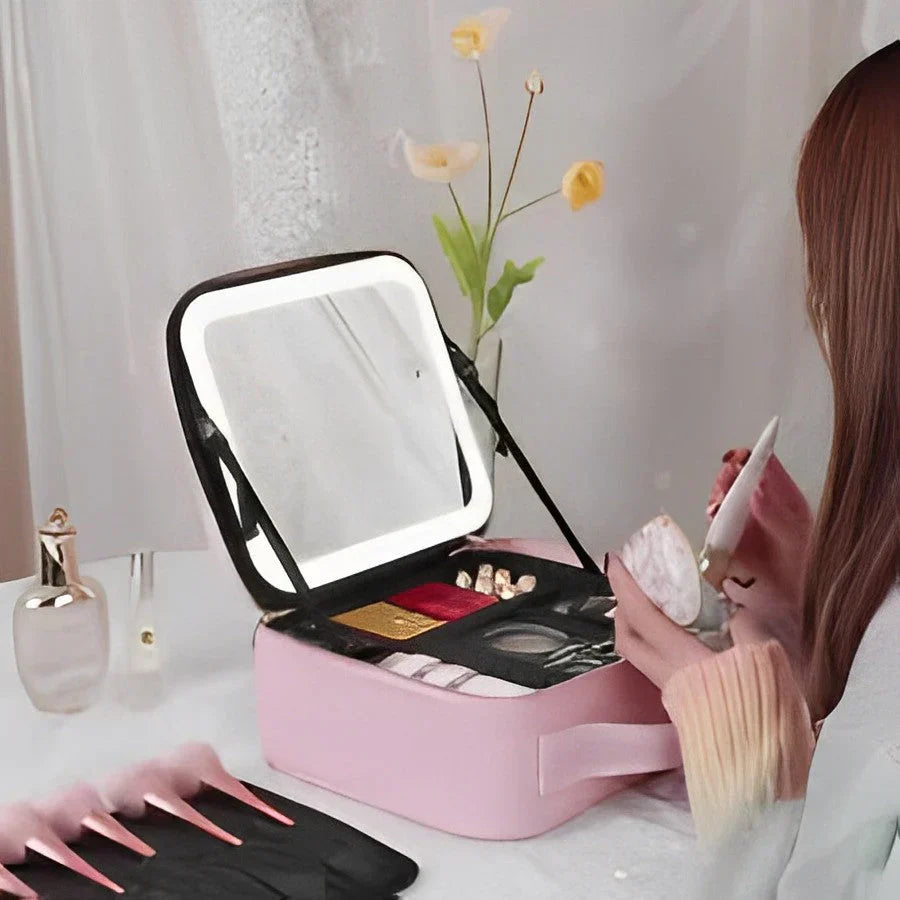 Portable Travel Makeup Bag with Mirror