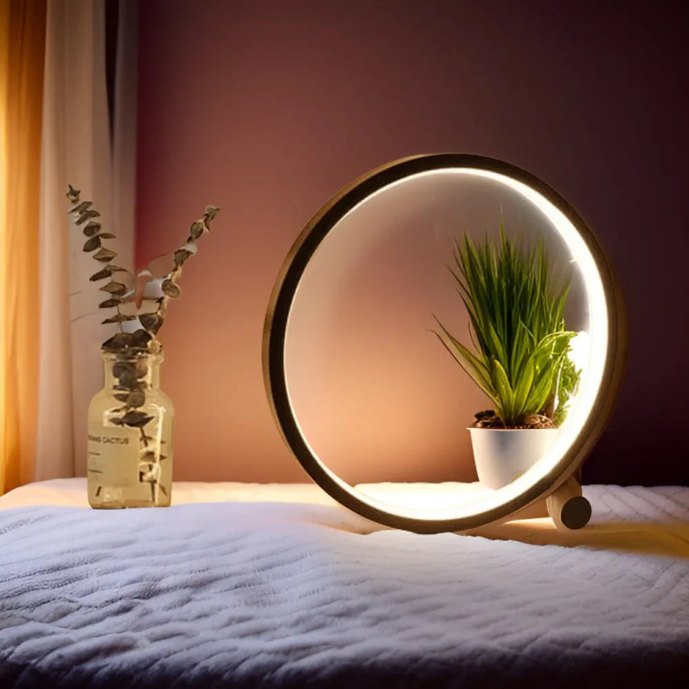 Stylish Round LED Table Lamp with Dimmer Switch - Fesara