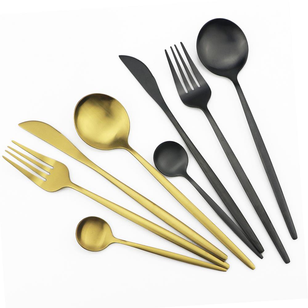 Simple 36-Piece Stainless Steel Flatware Set with Matte Finish
