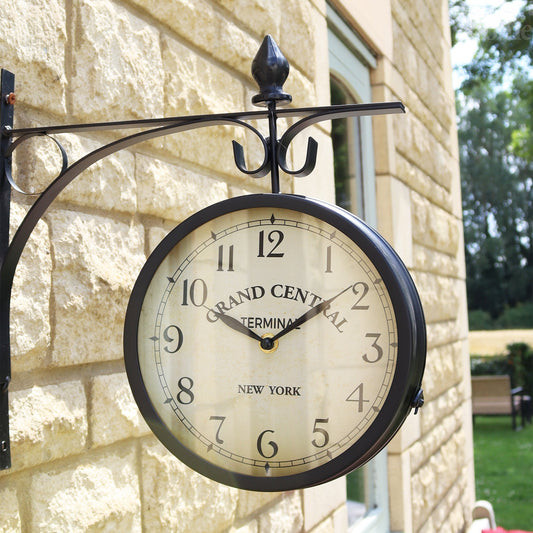 Large Black Double Faced Station Clock - Fesara