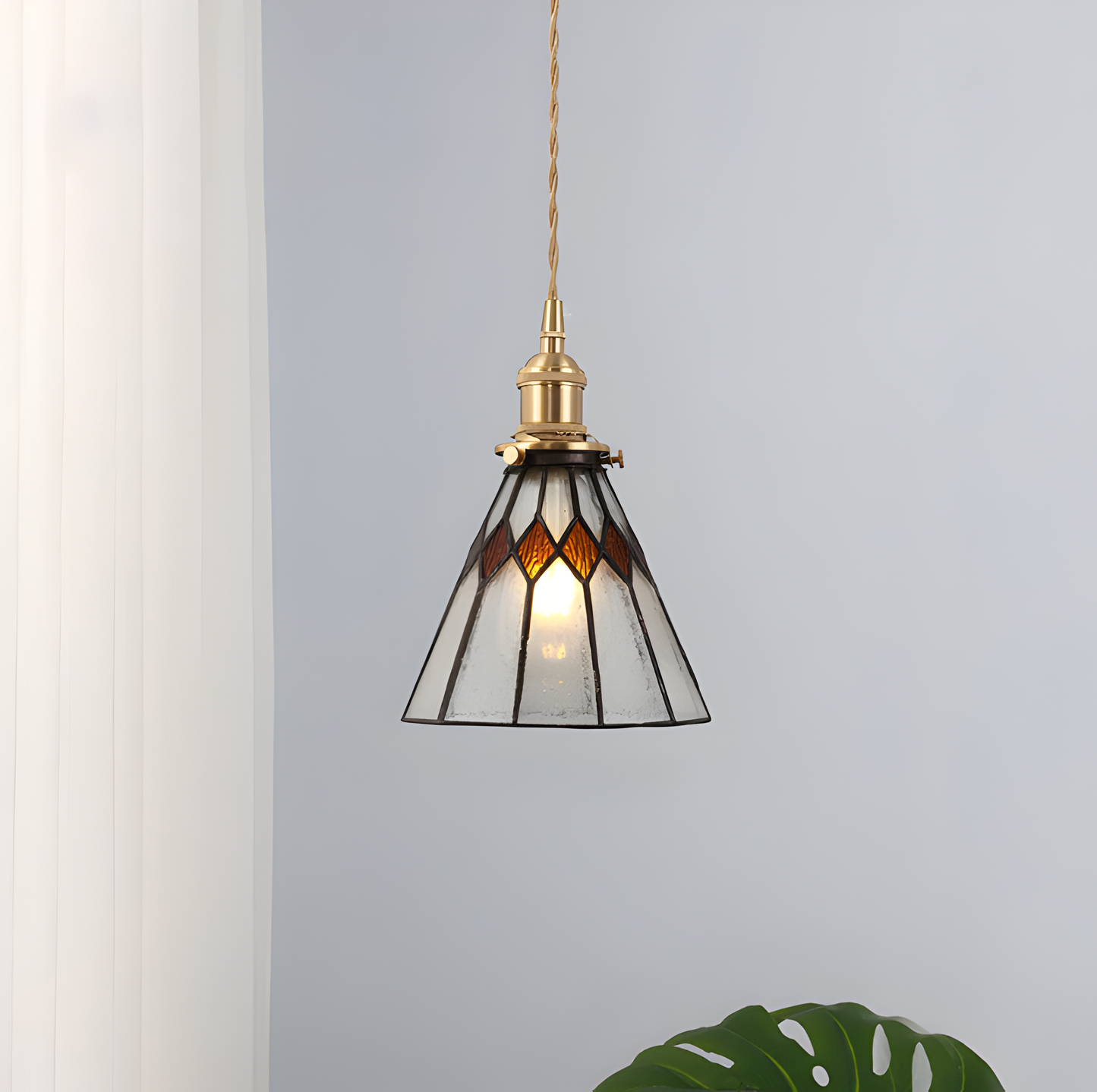 Vintage Metal Glass Pendant Lighting Fixture