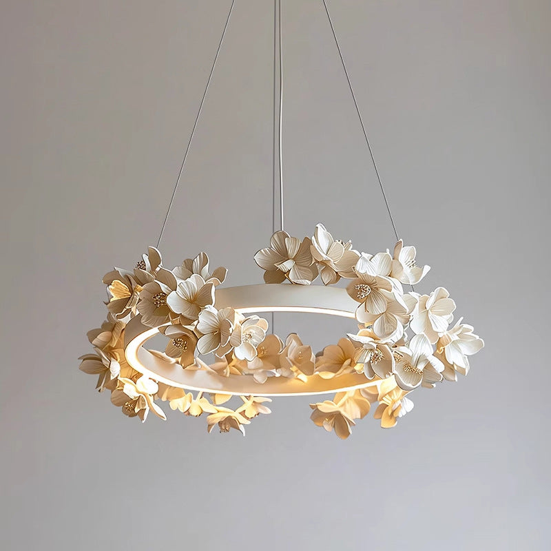 Elegant Chandelier with Ceramic Floral Design - Fesara