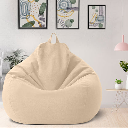 Plush Linen Bean Bag Chair - Soft Relaxing Seating