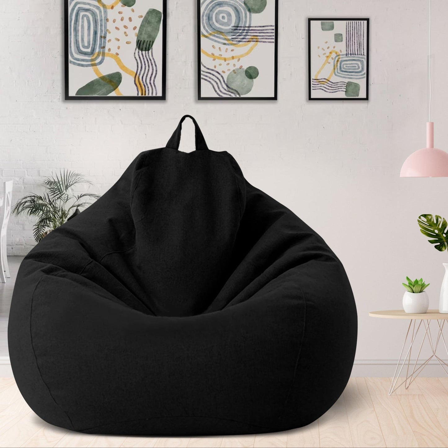 Plush Linen Bean Bag Chair - Soft Relaxing Seating