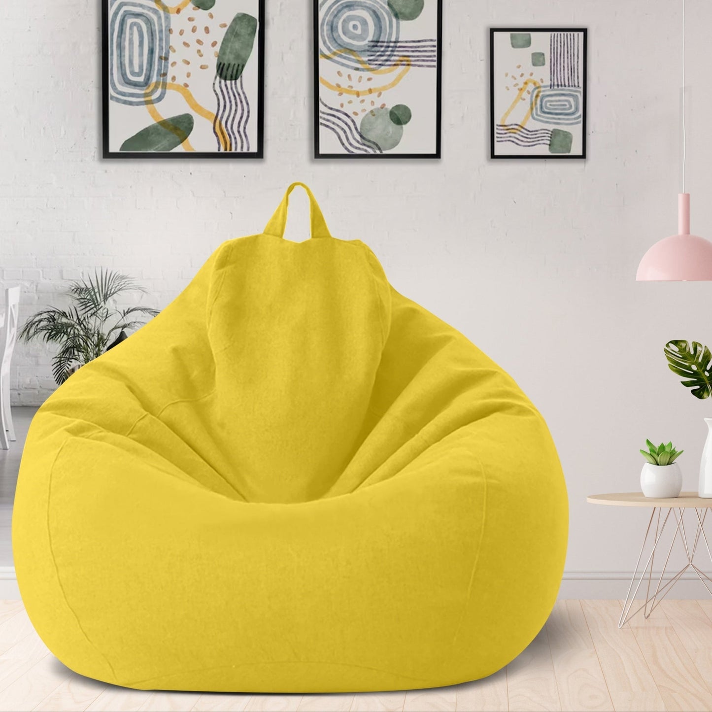 Plush Linen Bean Bag Chair - Soft Relaxing Seating