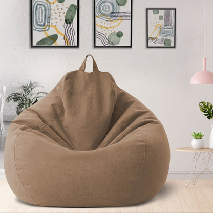 Plush Linen Bean Bag Chair - Soft Relaxing Seating
