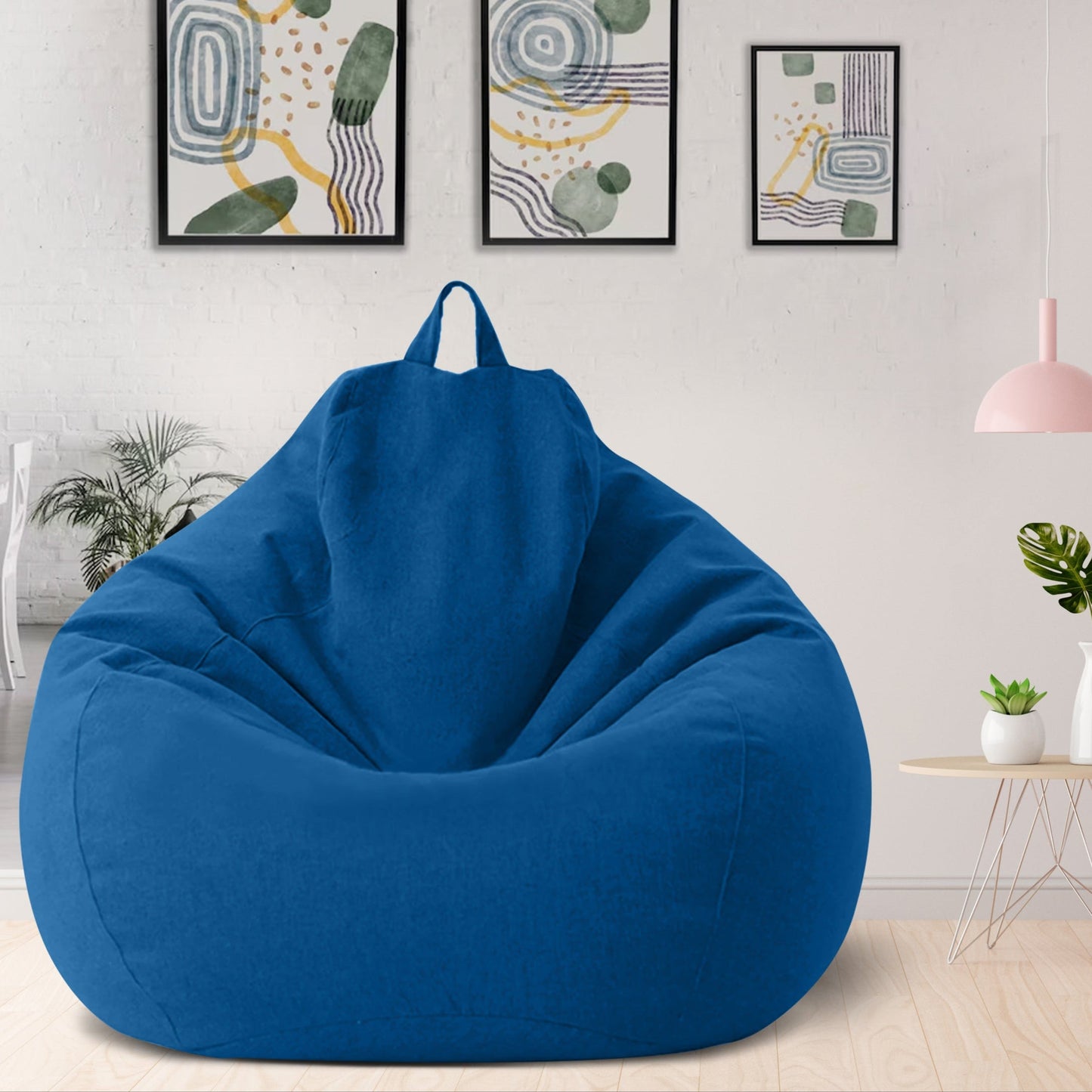 Plush Linen Bean Bag Chair - Soft Relaxing Seating