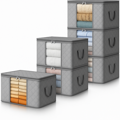 Collapsible Plastic Storage Bins with Lids and Window