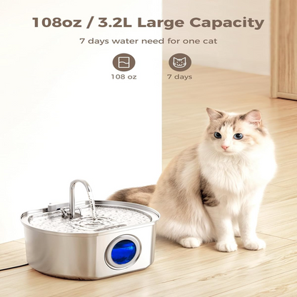 Pet Stainless Steel Water Fountain with Flowing Stream