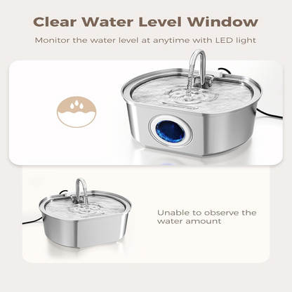 Pet Stainless Steel Water Fountain with Flowing Stream