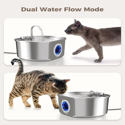 Pet Stainless Steel Water Fountain with Flowing Stream