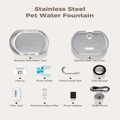Pet Stainless Steel Water Fountain with Flowing Stream