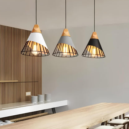 Rustic Metal Pendant Light With Exposed Cage Shade
