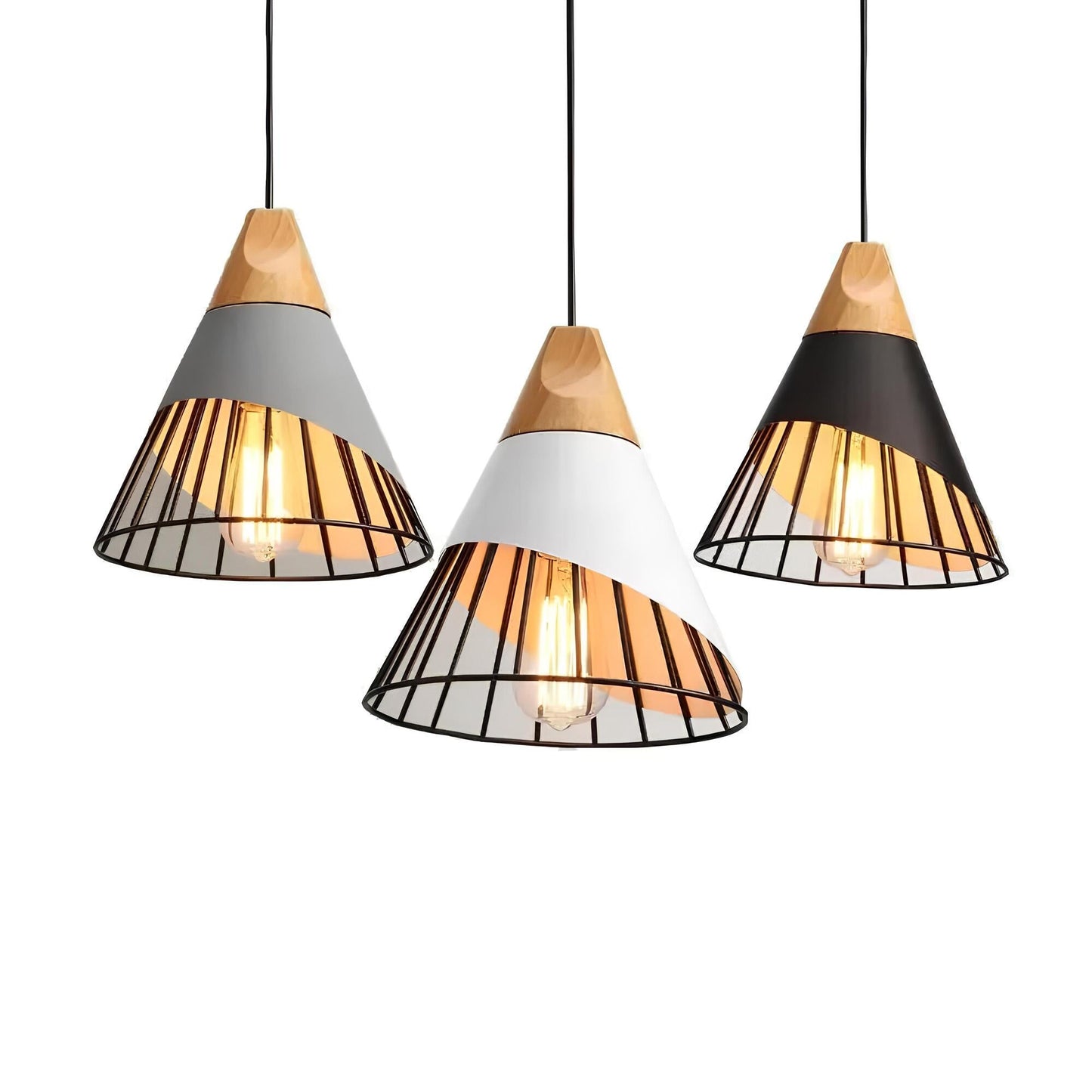 Rustic Metal Pendant Light With Exposed Cage Shade