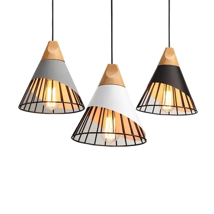 Rustic Metal Pendant Light With Exposed Cage Shade