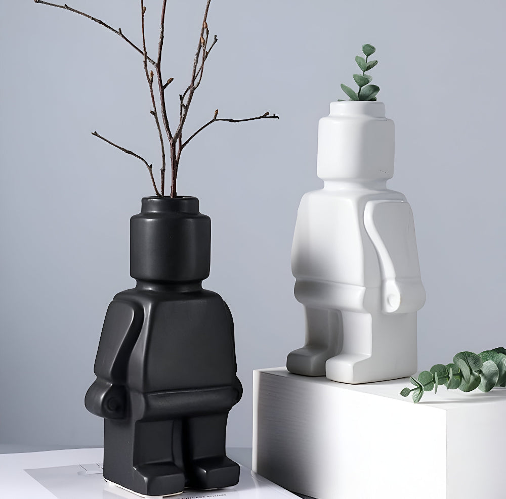 Fun Robot Shaped Ceramic Planter