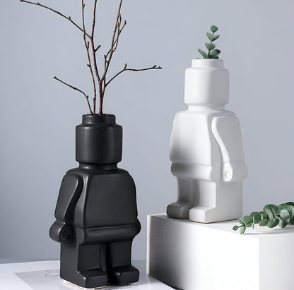 Fun Robot Shaped Ceramic Planter