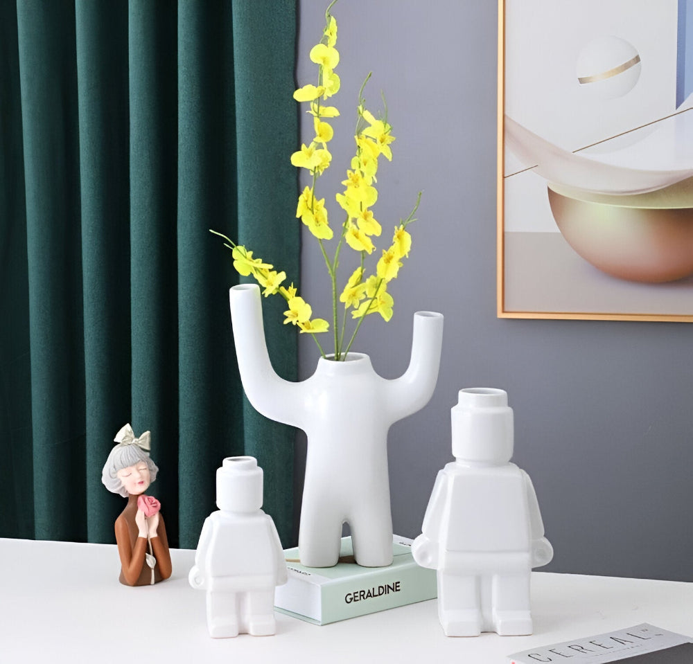 Fun Robot Shaped Ceramic Planter