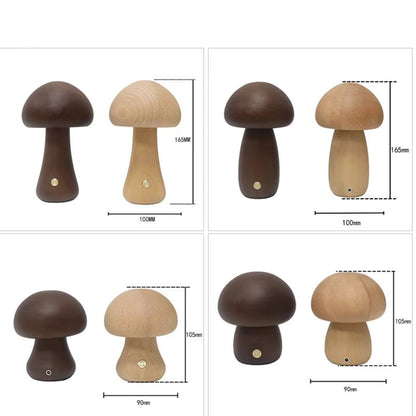 Rustic Wooden Mushroom Desk Light Lamp