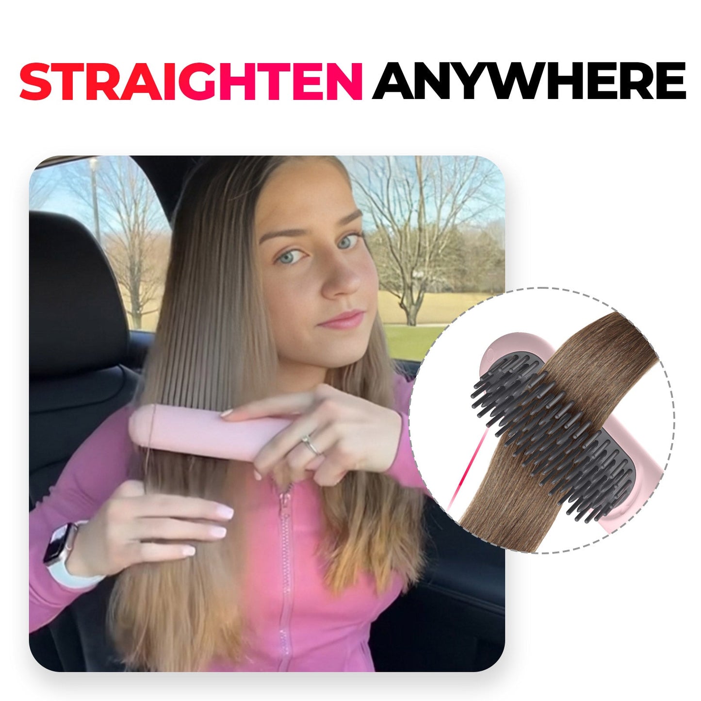 Portable Wireless Hair Straightening Curling Brush