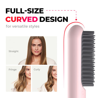 Portable Wireless Hair Straightening Curling Brush