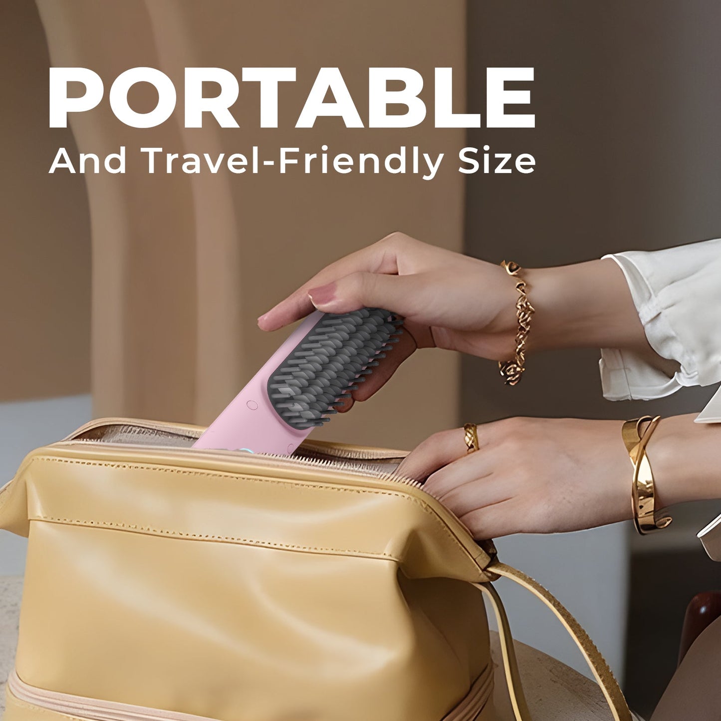 Portable Wireless Hair Straightening Curling Brush