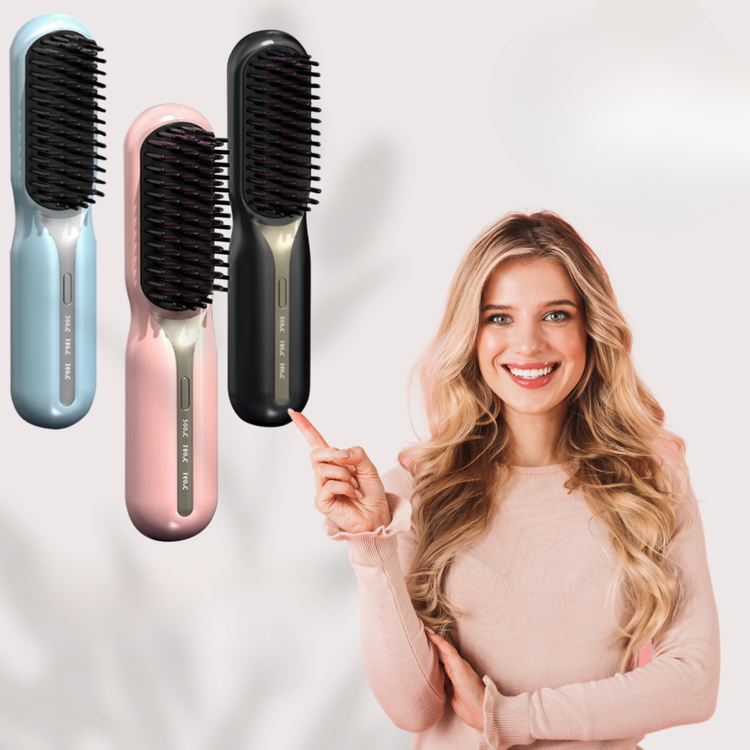 Portable Wireless Hair Straightening Curling Brush - Fesara