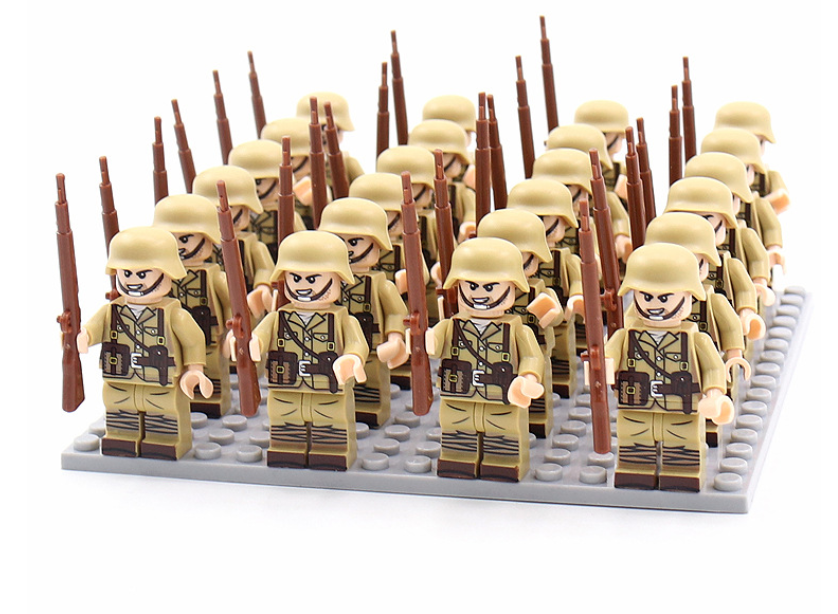 Historic WWII Brick Building Toy Figures Set