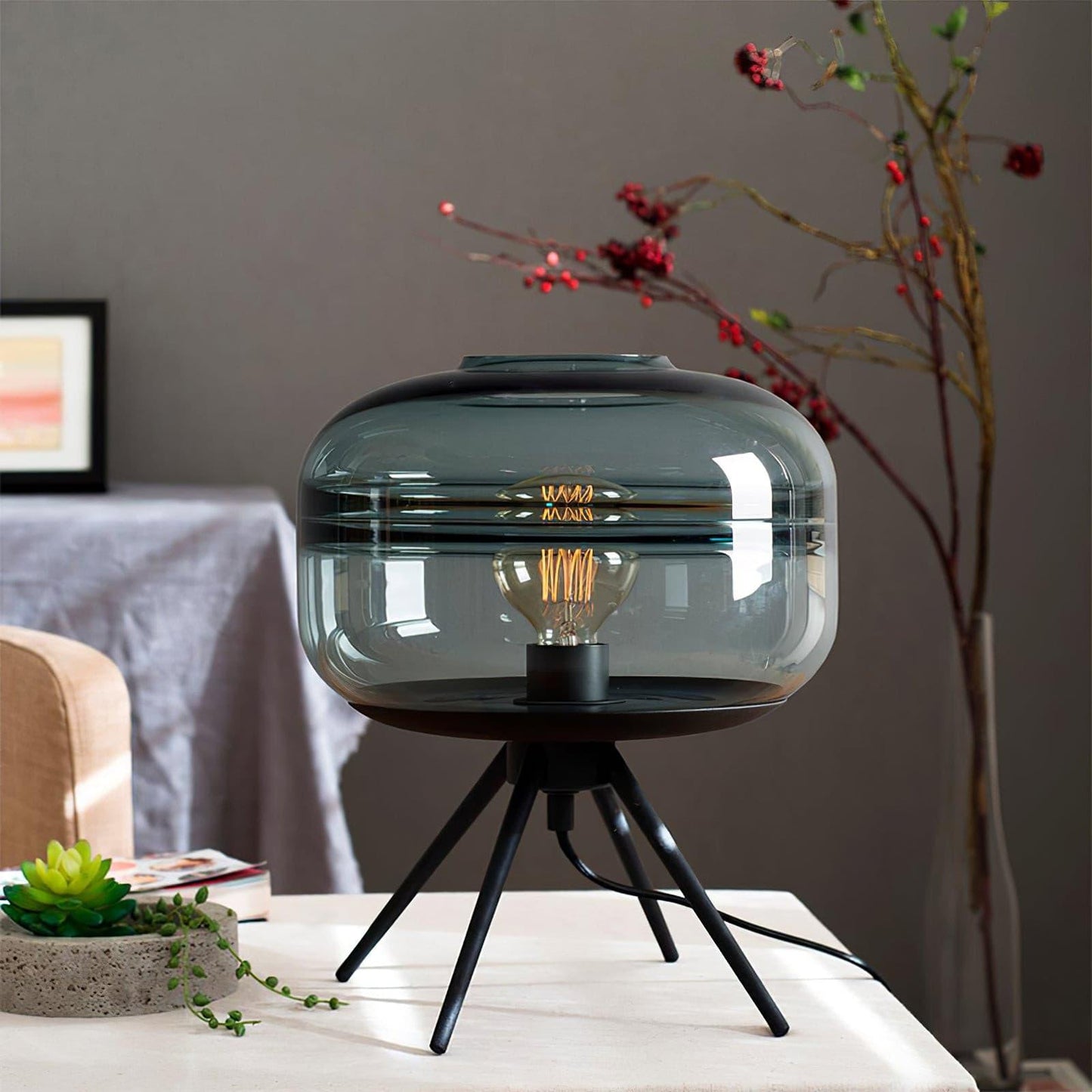 Bright Glass Desk Lamp with Soft LED Light