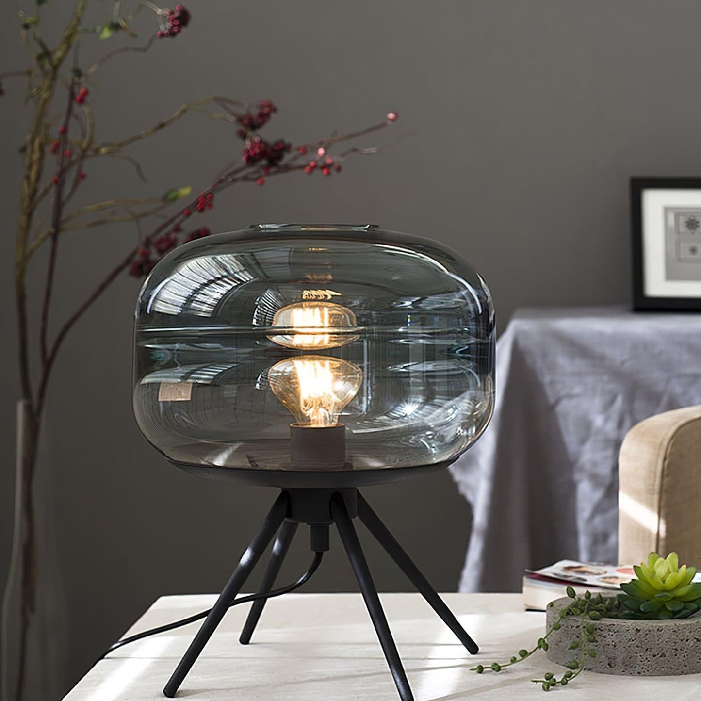Bright Glass Desk Lamp with Soft LED Light