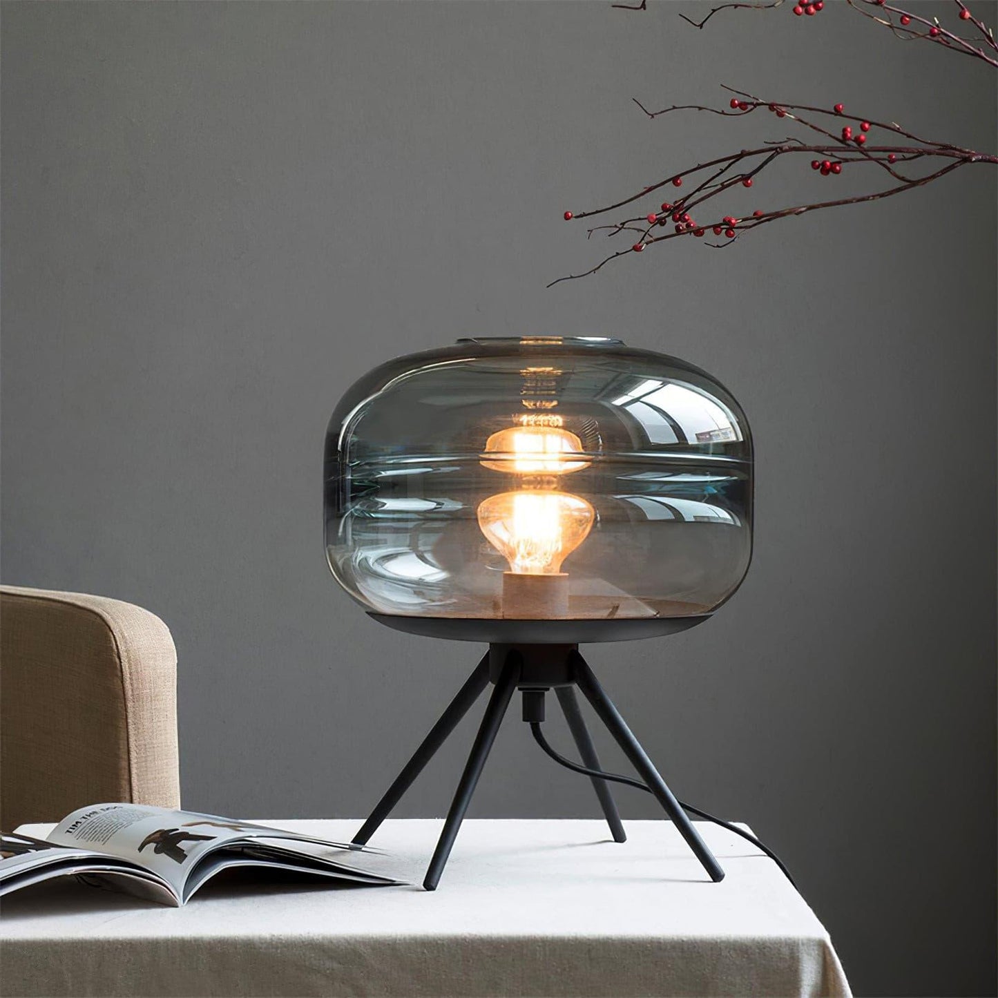 Bright Glass Desk Lamp with Soft LED Light