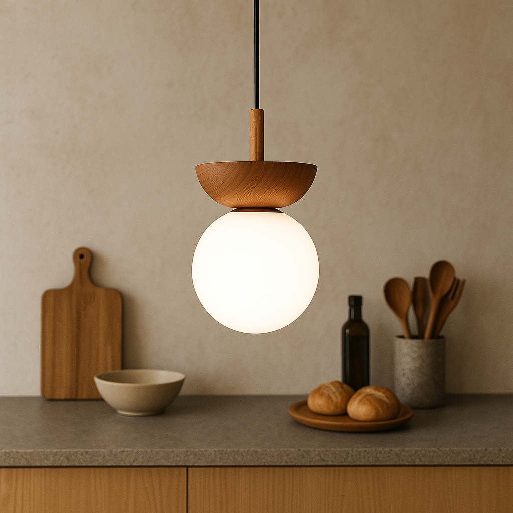 Valura | Simple Wooden Pendant Light - Rustic Chic - Fesara