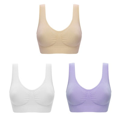 Comfortable 3pc Wireless Bra Set Push Up Lingerie
